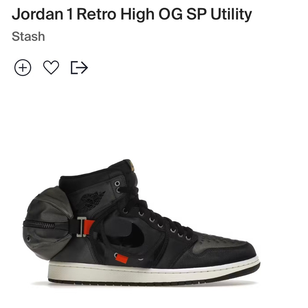 Air Jordan 1 Utility SP Stash. Size 10.5 in men. Deadstock
